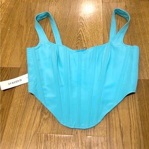 Bardot Fitted Corset Bustier in Aqua